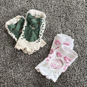 No-Show Grip Toe Socks for Women — Pink & Green